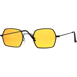 Rectangular Rectangular Hexagon Shape Sunglasses Indie Style Thin Metal Frame Color Lens - Black (Orange) - CN18053YG79 $19.28