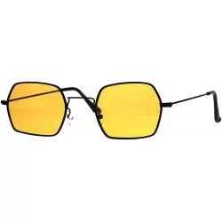 Rectangular Rectangular Hexagon Shape Sunglasses Indie Style Thin Metal Frame Color Lens - Black (Orange) - CN18053YG79 $9.12