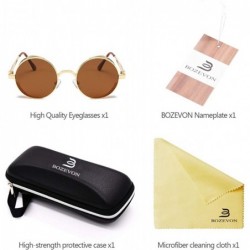 Round Steampunk Sunglasses - Retro Women Mens Round Punk Glasses UV400 - Golden Frame Tea Lens - CF190EAQQMG $7.77