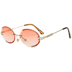 Oval 2019 New Fashion Oval Rimless Diamond Cut Edge Women Sunglasses - Orange - CW18RE53CRN $28.74