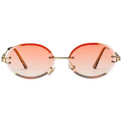 Oval 2019 New Fashion Oval Rimless Diamond Cut Edge Women Sunglasses - Orange - CW18RE53CRN $13.61