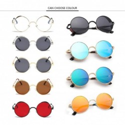 Round Steampunk Sunglasses - Retro Women Mens Round Punk Glasses UV400 - Golden Frame Tea Lens - CF190EAQQMG $7.77