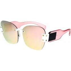 Rimless Womens Rimless Butterfly Retro Futurism Diva Sunglasses - White Pink Pink - CP18K3ZEEU4 $22.37