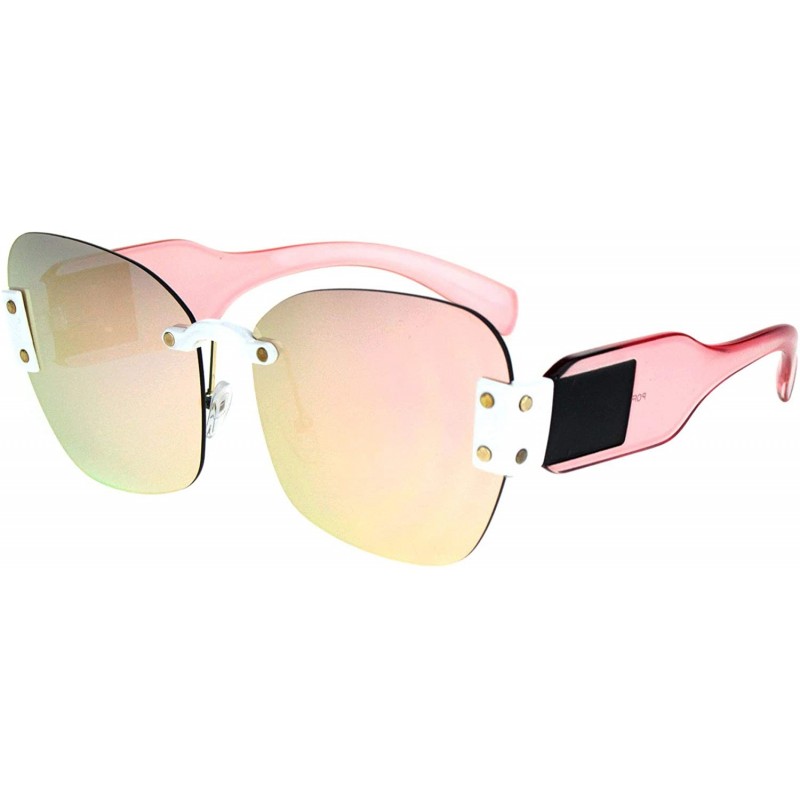 Rimless Womens Rimless Butterfly Retro Futurism Diva Sunglasses - White Pink Pink - CP18K3ZEEU4 $9.98