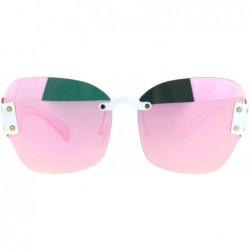 Rimless Womens Rimless Butterfly Retro Futurism Diva Sunglasses - White Pink Pink - CP18K3ZEEU4 $9.98