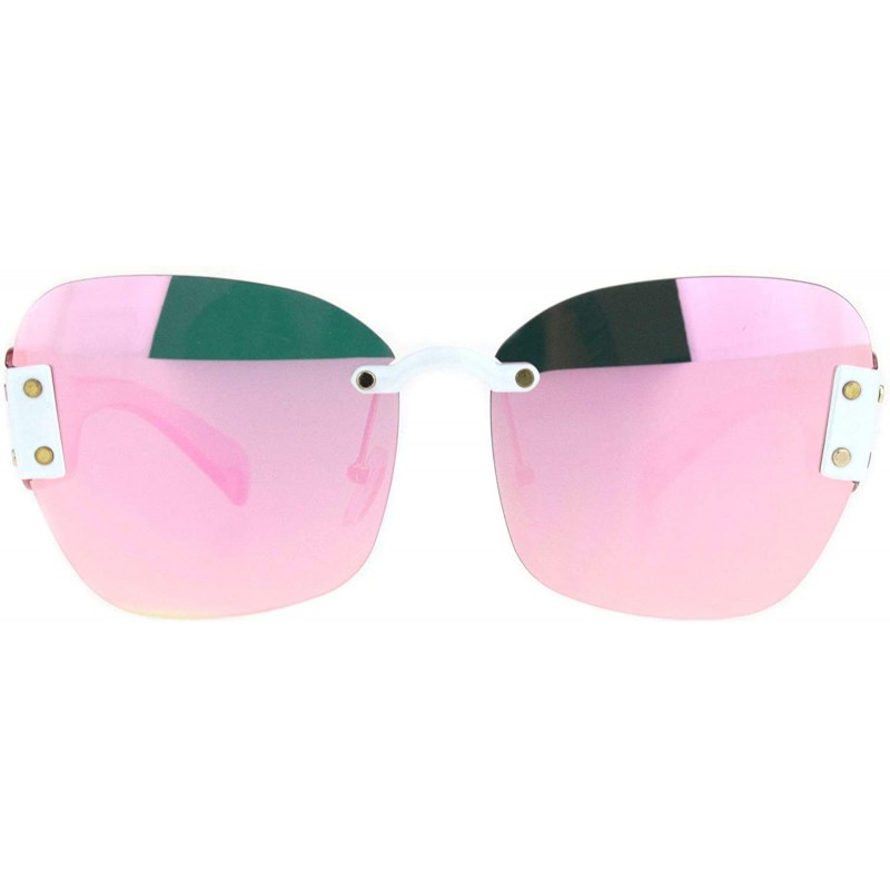Womens Rimless Butterfly Retro Futurism Diva Sunglasses - White Pink ...