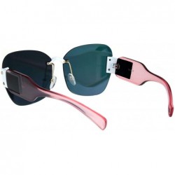 Rimless Womens Rimless Butterfly Retro Futurism Diva Sunglasses - White Pink Pink - CP18K3ZEEU4 $9.98