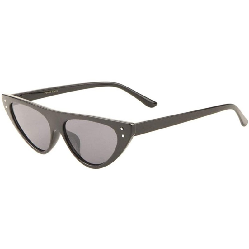 Cat Eye Flat Top Cat Eye Two Dot Cat Eye Sunglasses - Black - CJ1985YO4D4 $11.76