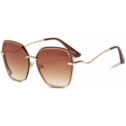 Aviator Classic fashion frameless sunglasses- metal frameless classic aviator glasses - D - CU18SCZ27CD $74.98