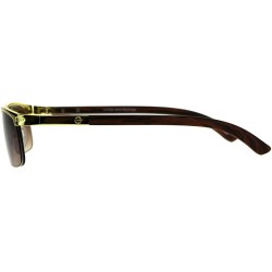Rectangular Mens Narrow Yellow Gold Half Rim Flat Top Metal Rim Pimp Sunglasses - Brown - CG18CLSX4KH $14.64