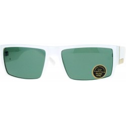 Rectangular Impact Resistant Glass Lens Sunglasses Mens Rectangular Fashion Shades - White (Green) - CG18060Z8QS $19.97