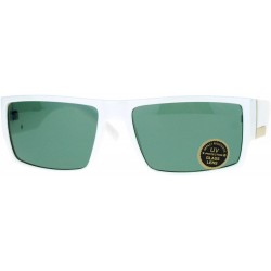 Rectangular Impact Resistant Glass Lens Sunglasses Mens Rectangular Fashion Shades - White (Green) - CG18060Z8QS $11.72