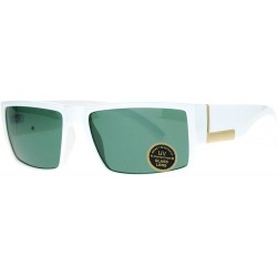Rectangular Impact Resistant Glass Lens Sunglasses Mens Rectangular Fashion Shades - White (Green) - CG18060Z8QS $11.72