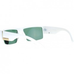 Rectangular Impact Resistant Glass Lens Sunglasses Mens Rectangular Fashion Shades - White (Green) - CG18060Z8QS $11.72