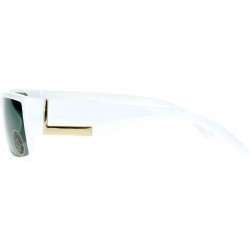 Rectangular Impact Resistant Glass Lens Sunglasses Mens Rectangular Fashion Shades - White (Green) - CG18060Z8QS $11.72