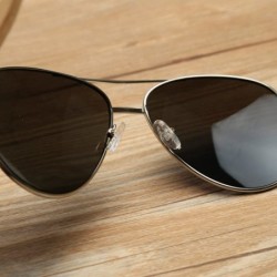 Oversized Unisex Wooden Bamboo Aviator Sunglasses Classic Retro Designer Uv400 60mm - Silver/Green - CE12EMXXJQ9 $13.82