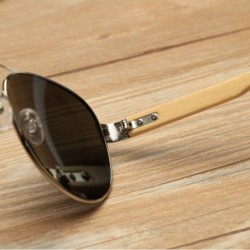 Oversized Unisex Wooden Bamboo Aviator Sunglasses Classic Retro Designer Uv400 60mm - Silver/Green - CE12EMXXJQ9 $13.82