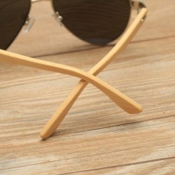 Oversized Unisex Wooden Bamboo Aviator Sunglasses Classic Retro Designer Uv400 60mm - Silver/Green - CE12EMXXJQ9 $13.82