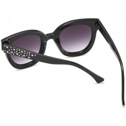 Round Oversized Sunglasses for Women Square Thick Frame Bling Bling Rhinestone Novelty Shades - C018H4Z3Y9T $11.45