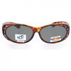 Oval Womens Fit Over Glasses Polarized Sunglasses Oval Rhinestone Frame - Tortoise (Black) - C21884YSXLL $14.62