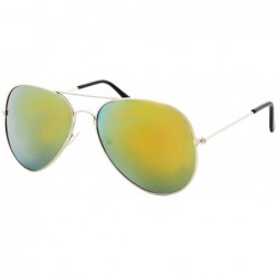 Oversized Vintage Mirror AVIATOR Sunglasses Metal Frame Double Bridge Trendy - C718G2HH67D $18.32