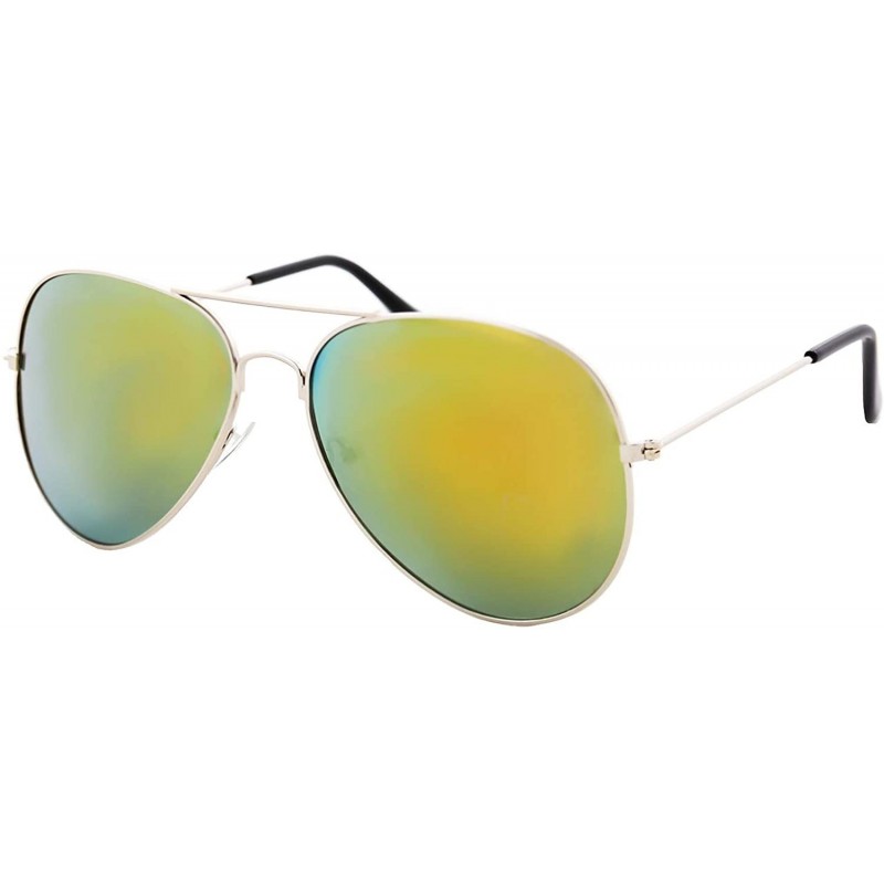 Oversized Vintage Mirror AVIATOR Sunglasses Metal Frame Double Bridge Trendy - C718G2HH67D $10.50