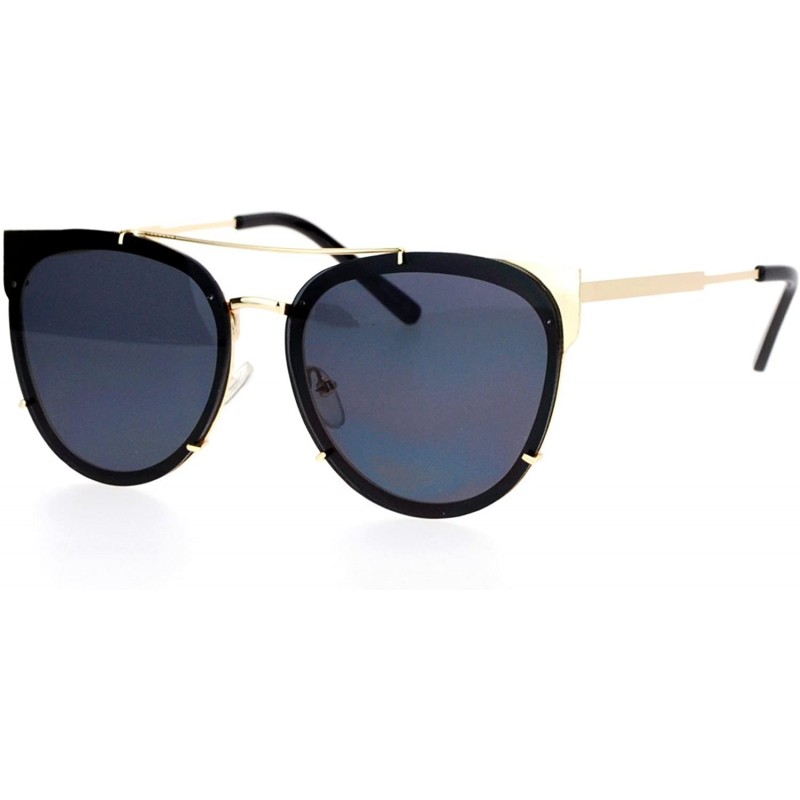 Wayfarer Retro Flat Lens Unique Raw Edge Metal Horn Rim Sunglasses - Gold Black - CJ12GOHHKUH $10.05