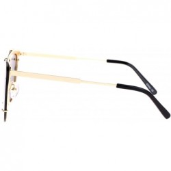 Wayfarer Retro Flat Lens Unique Raw Edge Metal Horn Rim Sunglasses - Gold Black - CJ12GOHHKUH $10.05