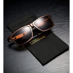 Square Men's Sunglasses Retro Metal Frame Driving Polarized Sunglasses Al-Mg Metal Frame Ultra Light - Brown - CR18AID5MNW $7.71