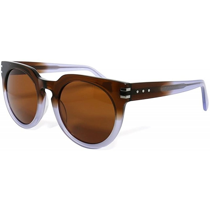 Cat Eye Round Cat Eye Two Toned Fashion Polarized Sunglasses - Brown/White - CX18EO20OLN $16.44