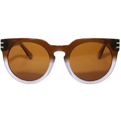 Cat Eye Round Cat Eye Two Toned Fashion Polarized Sunglasses - Brown/White - CX18EO20OLN $16.44