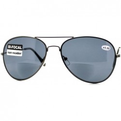 Square Bifocal Magnification Lens Sunglasses Unisex Classic Aviator Tinted Reader - Gunmetal - C618805E02Q $9.12