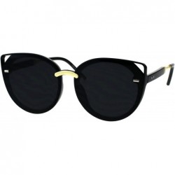 Oversized Womens Retro Mod Designer Oversize Plastic Cat Eye Sunglasses - All Black - CN18EKYKLAE $14.71