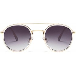 Round Double Beam Metal Women Round Sunglasses Vintage Brand Designer Glasses Fashion Mirror Lens Eyewear UV400 - C118O3ONHH2...