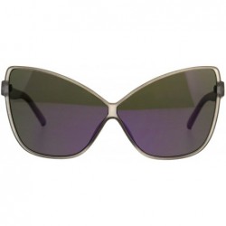 Butterfly Womens Oversize Cat Eye Butterfly Thin Plastic Color Mirror Sunglasses - Grey Purple - CM18C9EGO60 $11.68