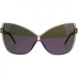 Butterfly Womens Oversize Cat Eye Butterfly Thin Plastic Color Mirror Sunglasses - Grey Purple - CM18C9EGO60 $20.17