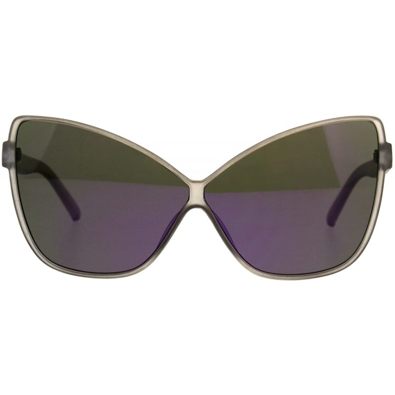 Butterfly Womens Oversize Cat Eye Butterfly Thin Plastic Color Mirror Sunglasses - Grey Purple - CM18C9EGO60 $11.68