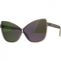 Butterfly Womens Oversize Cat Eye Butterfly Thin Plastic Color Mirror Sunglasses - Grey Purple - CM18C9EGO60 $11.68