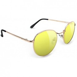 Round Ridley Premium Polarized Sunglasses with 100% UV protective lenses - Gold/Yellow Lens - C118GS4TH77 $20.16