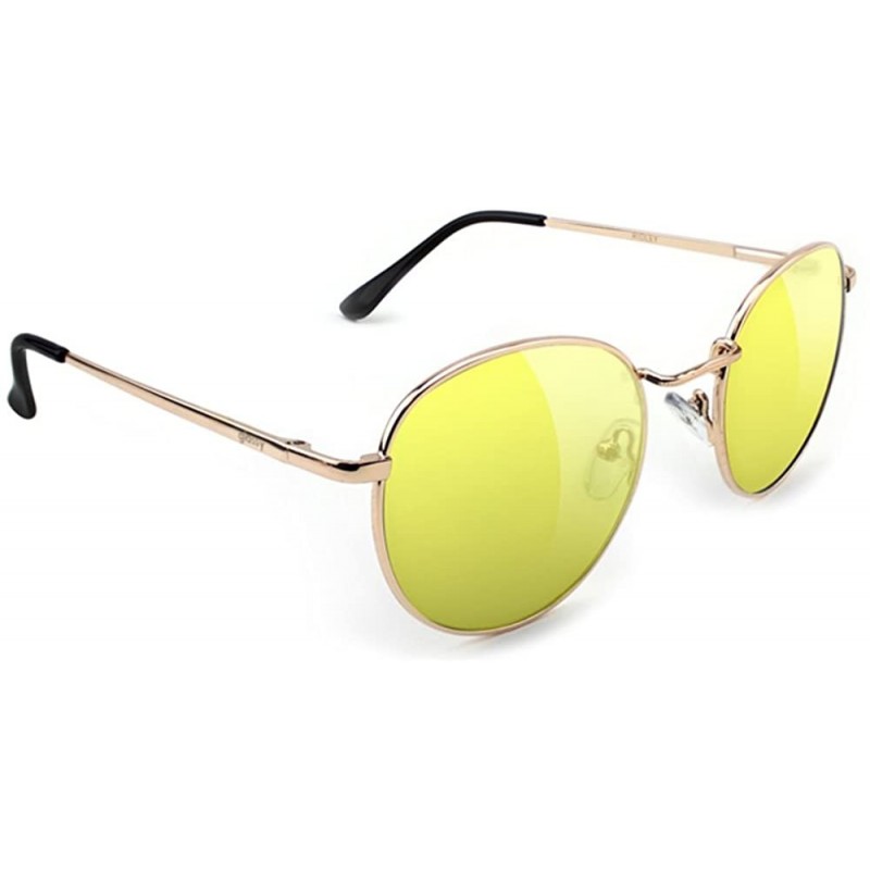 Round Ridley Premium Polarized Sunglasses with 100% UV protective lenses - Gold/Yellow Lens - C118GS4TH77 $20.16