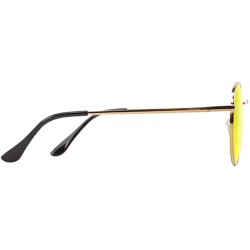 Round Ridley Premium Polarized Sunglasses with 100% UV protective lenses - Gold/Yellow Lens - C118GS4TH77 $20.16