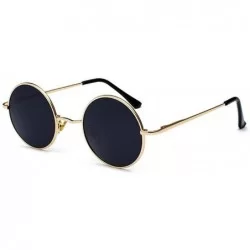 Goggle Retro Vintage Round Polarized Sunglasses Men Women Sun Glasses Metal Frame Black Lens Eyewear Driving - CC197Y7UWH0 $3...