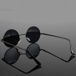 Goggle Retro Vintage Round Polarized Sunglasses Men Women Sun Glasses Metal Frame Black Lens Eyewear Driving - CC197Y7UWH0 $1...