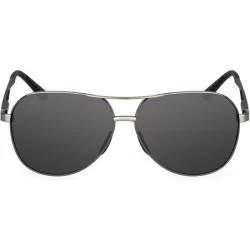 Round XXL extra large Classic Round Aviator Polarized Sunglasses for big wide heads 150mm - Black - CH189X30LKI $50.36