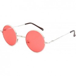 Round John Lennon Vintage Style Round Silver Party Shades Sunglasses RED LENS - CV11HG2EZRB $18.17