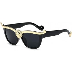 Oversized Rhinestone Steampunk Oversized Fashion Sunglasses Gothic Retro CatEye Eyewear Crystals Shades - Lion Gold & Black -...