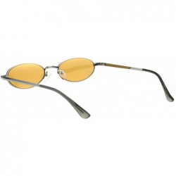 Oval Skinny Oval Metal Frame Sunglasses Womens Trendy Fashion Color Lens UV 400 - Silver (Orange) - CJ18QIC0ERH $8.15