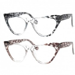Rimless Womens Leopard Pattern Cat Eye Reading Glasses Quality Eye Glass Frame - 2 Pairs / Black + Red - CA18IG3OT2R $12.78
