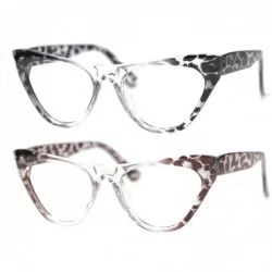 Rimless Womens Leopard Pattern Cat Eye Reading Glasses Quality Eye Glass Frame - 2 Pairs / Black + Red - CA18IG3OT2R $24.59