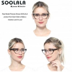 Rimless Womens Leopard Pattern Cat Eye Reading Glasses Quality Eye Glass Frame - 2 Pairs / Black + Red - CA18IG3OT2R $12.78